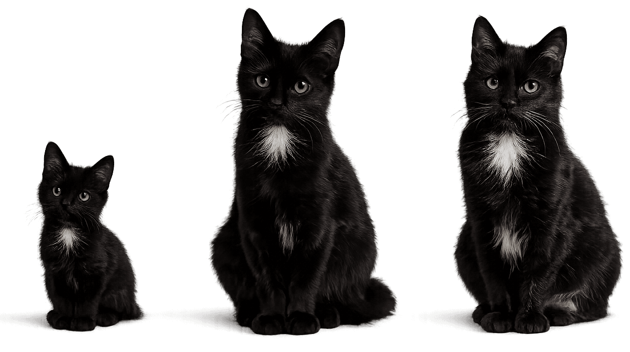 Kittens, adult cats, and senior cats
