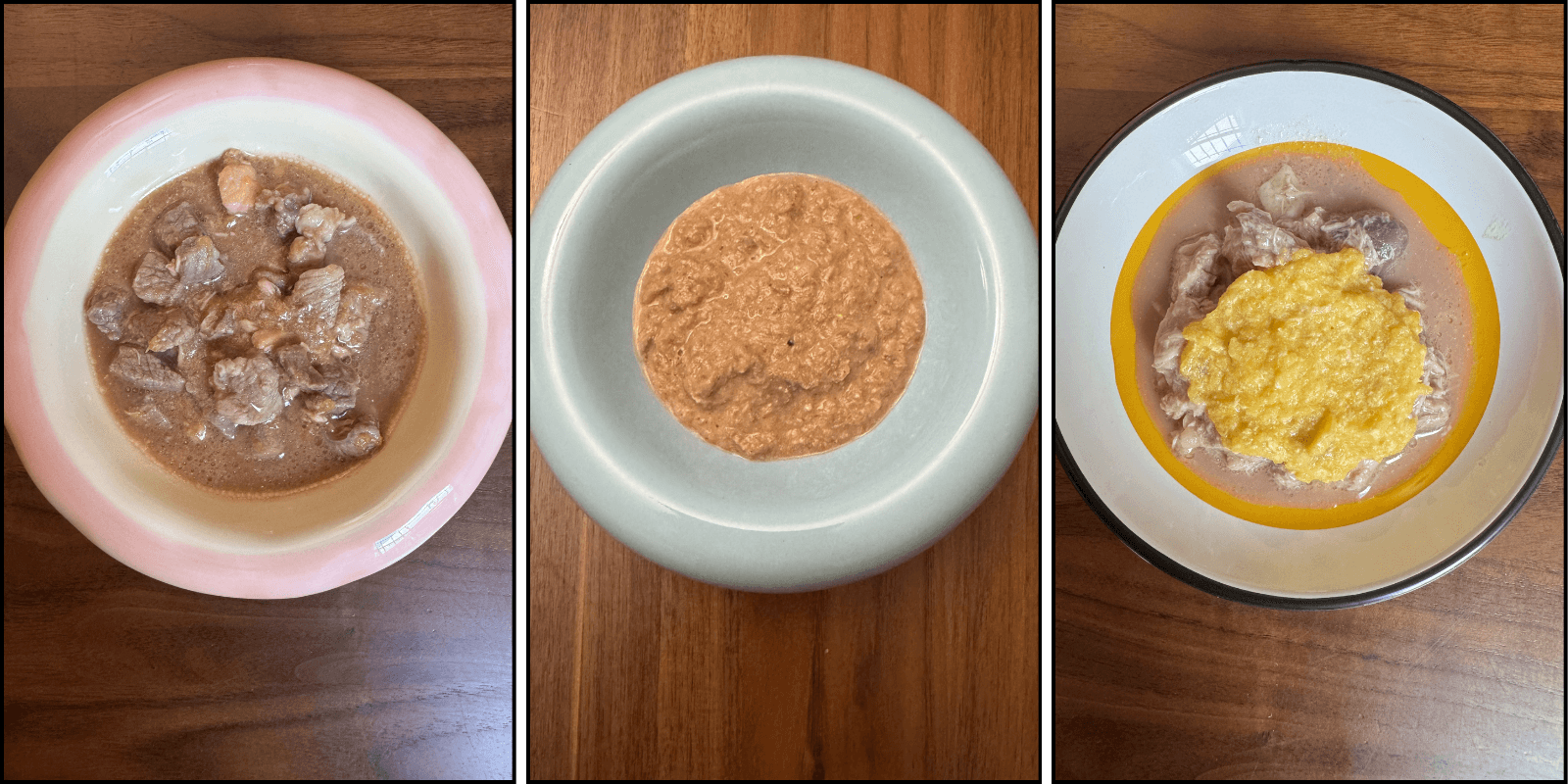 Homemade cat food textures