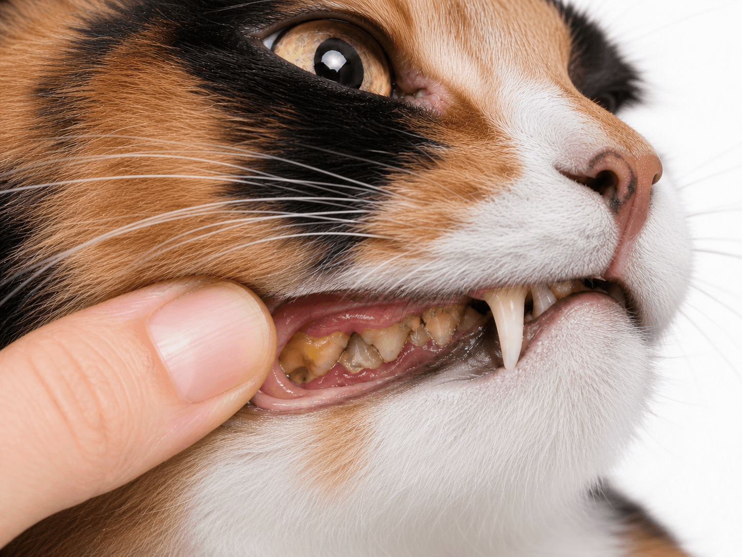 A toothbrush held up in front of a calm cat, ready for a brushing session
